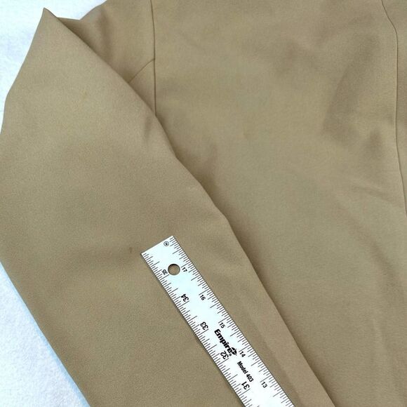 Mediterranea‎ Tan Fill Zip Plaid Lining Collared Jacket Made in Italy Women's L - Picture 12 of 12